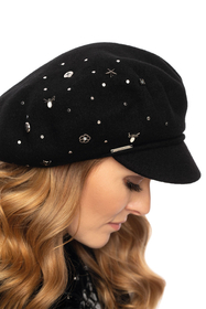 Vivisence Damen Mütze Winter Kaskett Handgefertigtes Herbst Antistatischem 7062, schwarz