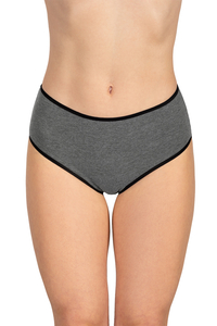 Vivisence culotte classique slip pour femme 4017, bande noire : gris foncé