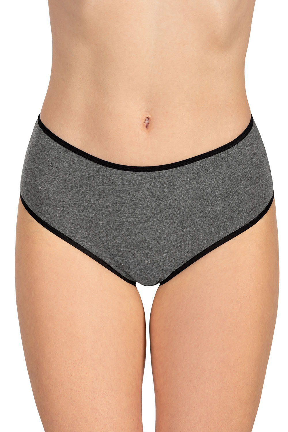 Vivisence Culotte Classique Slip pour Femme Lot de 3 Figi Silhouette Élégante 4016, bande noire : graphite