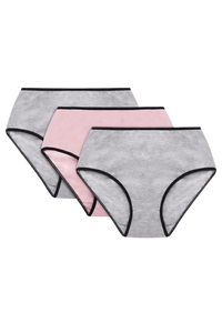 Vivisence Culotte Classique Slip pour Femme Lot de 3 Figi Silhouette Élégante 4016, bande noire : gris/rose/gris