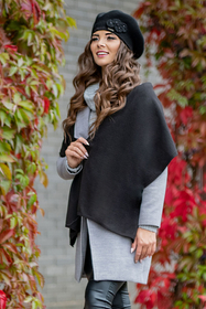 Vivisence Elegant Women's Winter Beret And Scarf Set Made Of Warm Thick And Soft Fabric With Wool Blend For Ladies Ideal For Cold Winter And Autumn Days, black