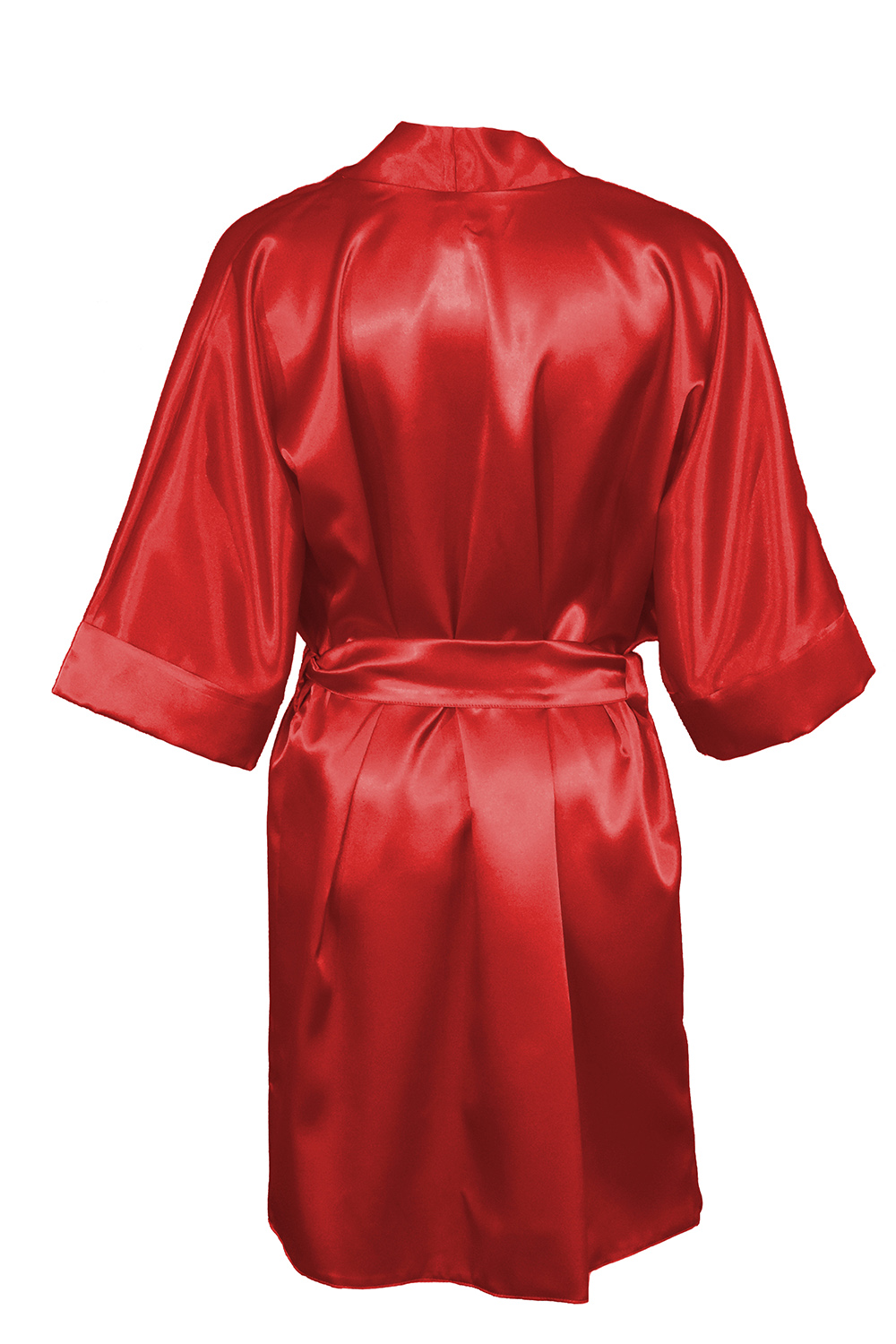 Vivisence Women's Satin Robe with 3/4 Sleeves Tie Waist Short Kimono Style Elegant Polyester Nightwear, 