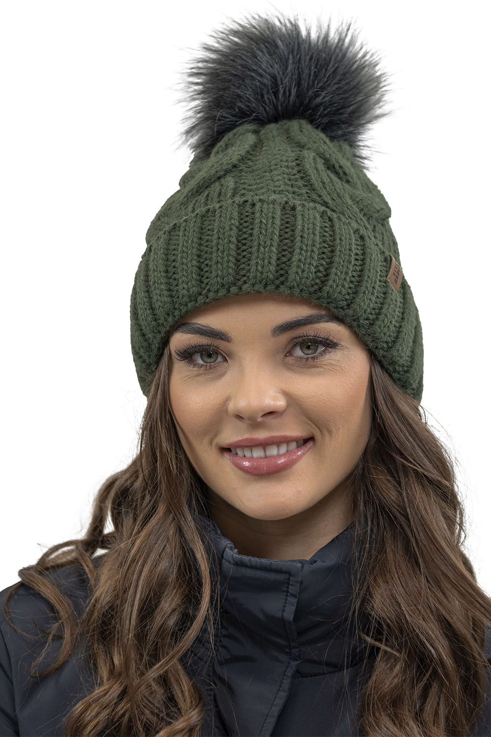 Vivisence Winter Hat With Pom Pom For Women Warm Ideal For Cold Days 7014, green