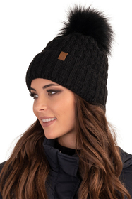 Vivisence Stylish Women's Winter Set Hat With Pompom And Warm Fleece Lining Paired With Classic Matching Scarf Made From Soft And Warm Fabric Perfect For Cold Weather, black