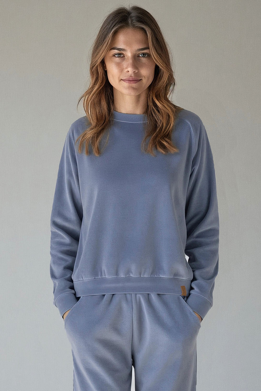 Vivisence Damen Sportbluse Sweatshirt Mit Rundhalsausschnitt Aus Velourstrick Mit Strickbündchen Und Langem Arm Lockerer Schnitt Für Freizeit Fitness Und Alltag 9005, 