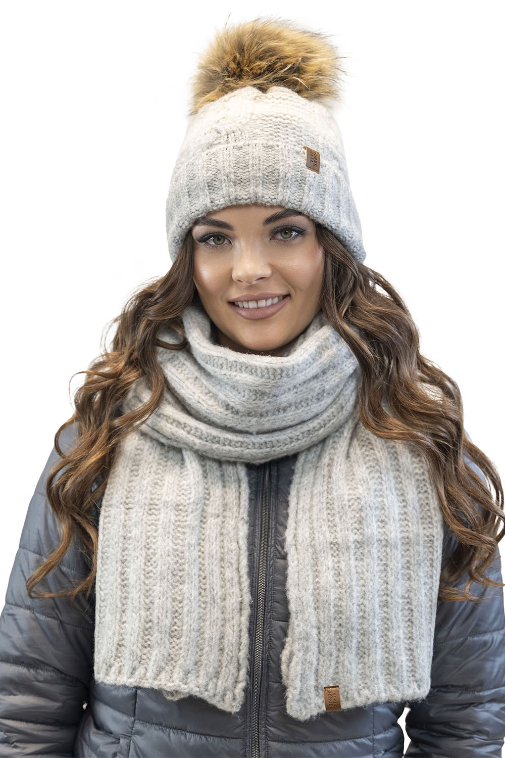 Vivisence Damen Bommelmütze Winter Fleecefutter Bommel Perfekte Passform 70101, hellgrau