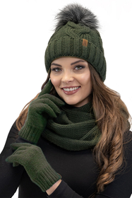 Vivisence Winter Hat With Pom Pom For Women Warm Ideal For Cold Days 7014, green
