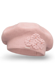 Vivisence Baskenmütze Damen Elegant Blume Warm Herbst Winter Accessoire 7006, rosa