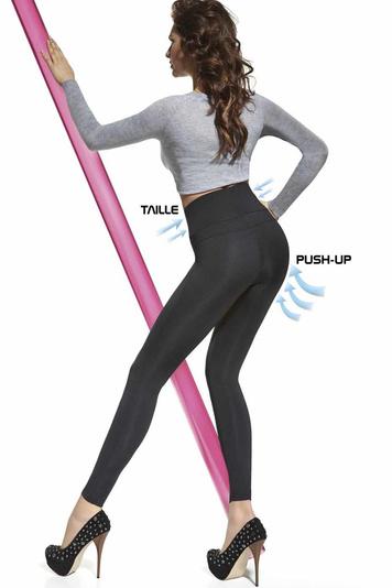 Bas Bleu Livia classic push-up body shaping leggings - made in EU, Black