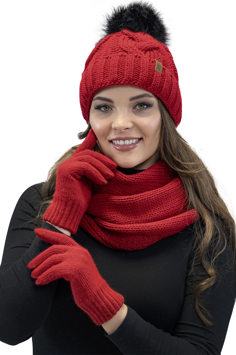 Vivisence Gants Femme Hiver Doux Et Chauds Idéals Pour Temps Froid 7014, rouge
