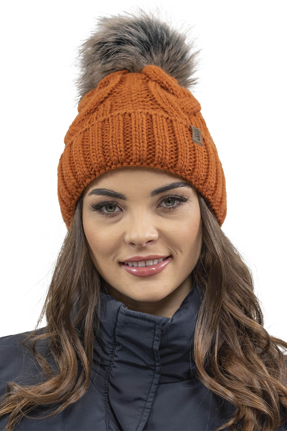 VIVISENCE Wintermütze mit Bommel Damen Warmes Ideal Für Kalte Wintertage 7014, orange