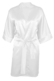 Vivisence Women's Satin Robe with 3/4 Sleeves Tie Waist Short Kimono Style Elegant Polyester Nightwear, 