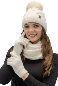 Vivisence Loop Schal Strick Zweimal Gefaltet Ideal Wärm Für Wintertage 7103, ecru