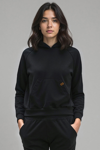 Vivisence Sweatshirt Baumwolle Lockerer Schnitt mit Kapuze Komfort Für Freizeit 9003, schwarz