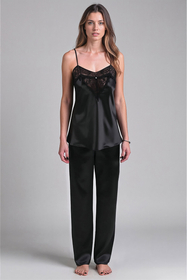 Vivisence Pyjama Ensemble Satin Bretelles Réglables Idéal pour la Nuit 2035, 