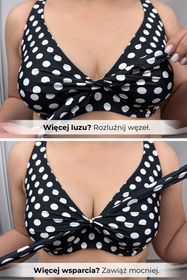 Vivisence Womens Swim Bra Underwire Non Padded Adjustable Straps Tie Front For Large Bust Support, dots
