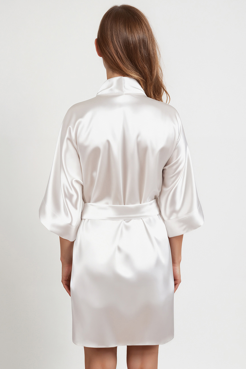 Vivisence peignoir femme satiné élégant léger, kimono court manches 3/4, idéal cadeau nuit, 