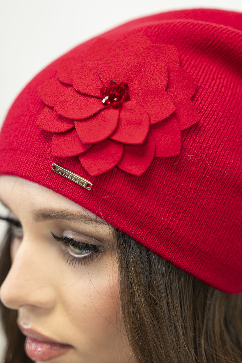 Vivisence Bonnet Et Écharpe Femme Pour L'automne et L'hiver Ensemble Chaud En Laine Avec Doublure Antistatique Pour Les Froids Jours Et Les Activités En Plein Air 7010Kmpl, rouge