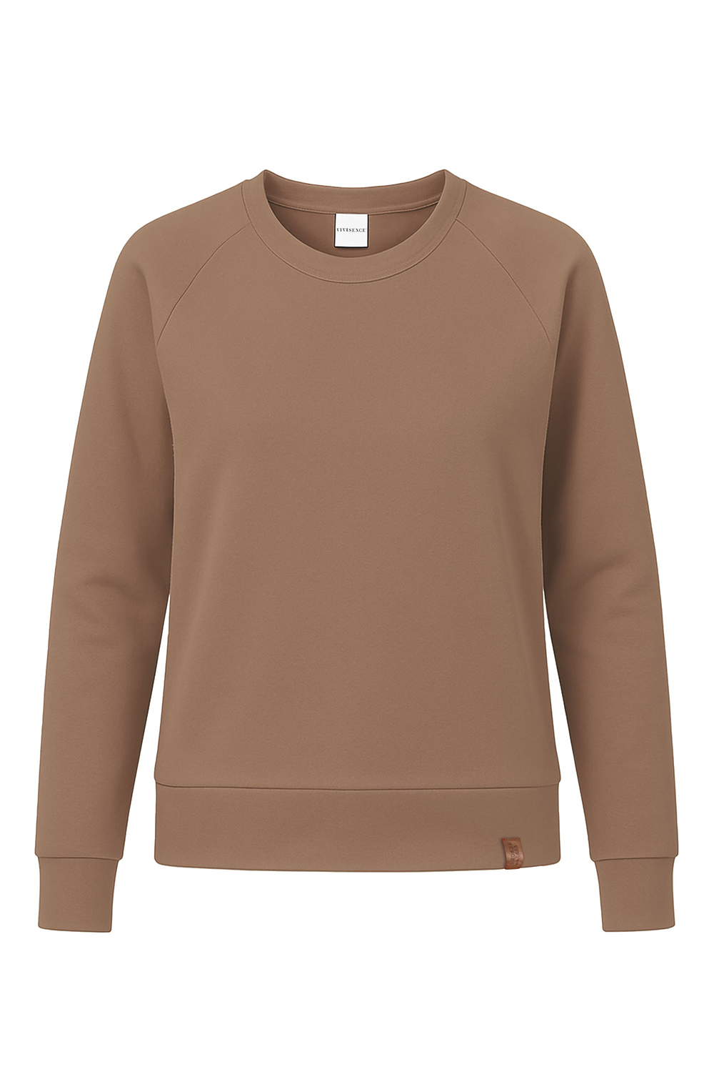 Vivisence Sweatshirt Damen Mit Rundhalsausschnitt Aus Baumwolle Langer Ärmel Bequemer Schnitt 9004, beige