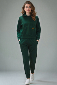 Vivisence Damen Trainingsanzug Zweiteiliges Set mit Kapuzenpullover und Jogginghose Lockerer Schnitt Kängurutasche Bündchen Elastischer Bund Alltagskleidung,