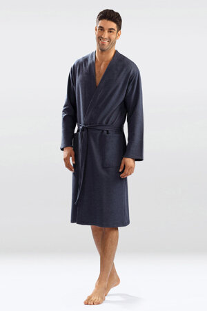 Dkaren classic mens long sleeved robe Harry, Blue