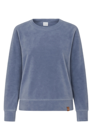 Vivisence Damen Sportbluse Sweatshirt Mit Rundhalsausschnitt Aus Velourstrick Mit Strickbündchen Und Langem Arm Lockerer Schnitt Für Freizeit Fitness Und Alltag 9005, 
