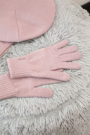 Vivisence Stylish Women’s Winter Gloves Warm And Soft With Five-Finger Design Wide Cuff Finis Soft Wool Blend Material Perfect For Cold Winter Days, Powder Pink