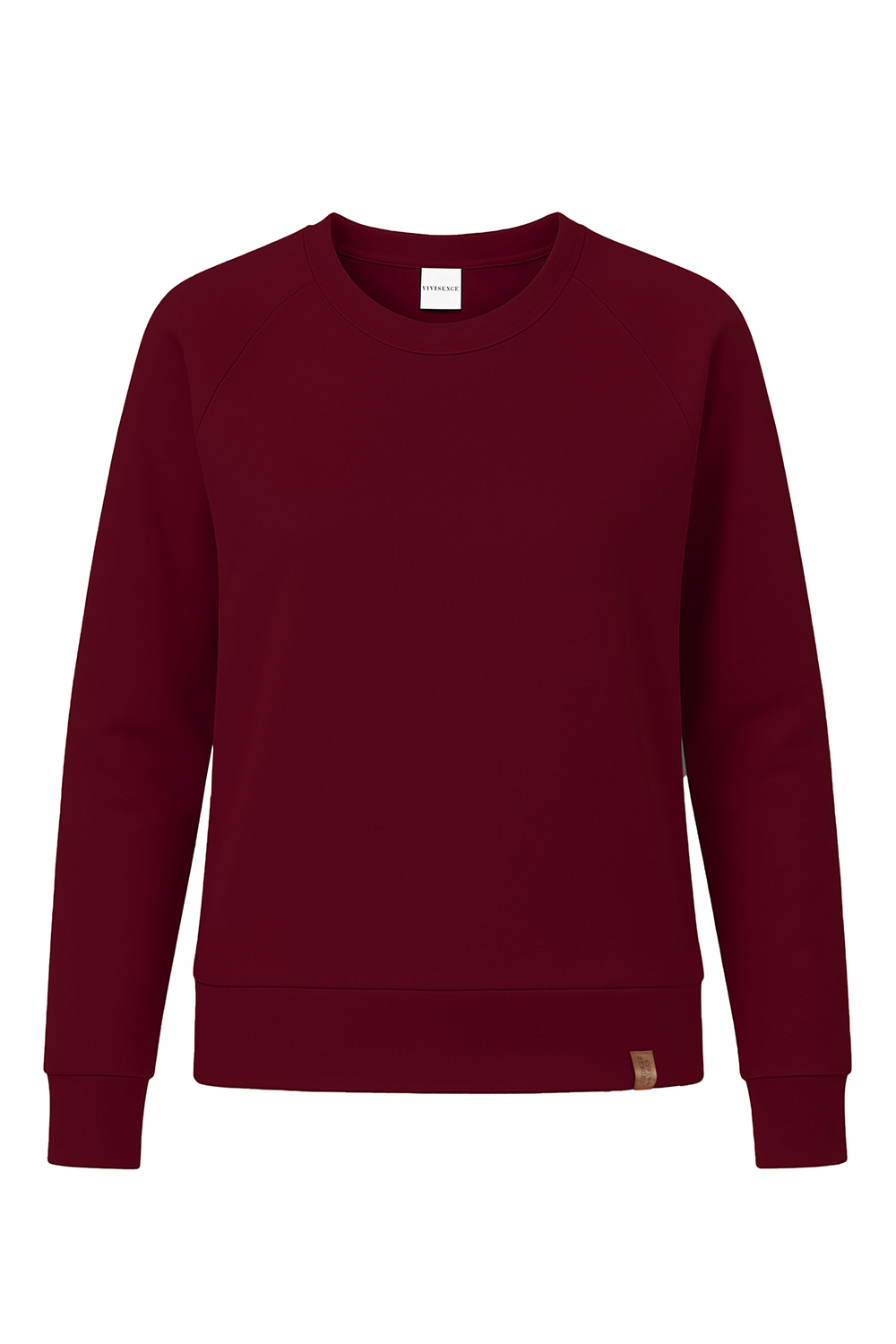 Vivisence Sweatshirt Damen Mit Rundhalsausschnitt Aus Baumwolle Langer Ärmel Bequemer Schnitt 9004, weinrot