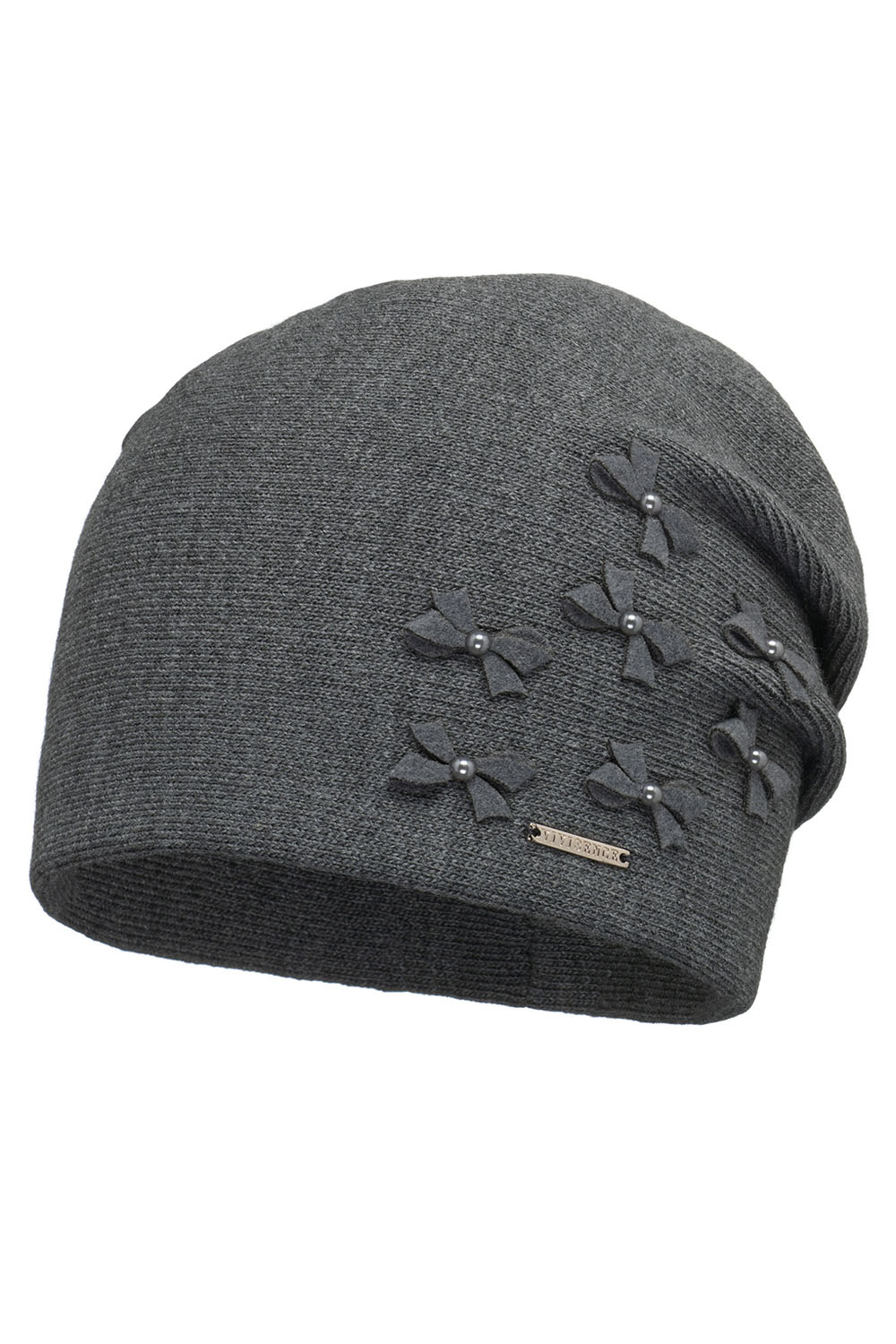 Vivisence Women's Hat Winter Pearls Perfect Fit With Pleats 7089, graphite