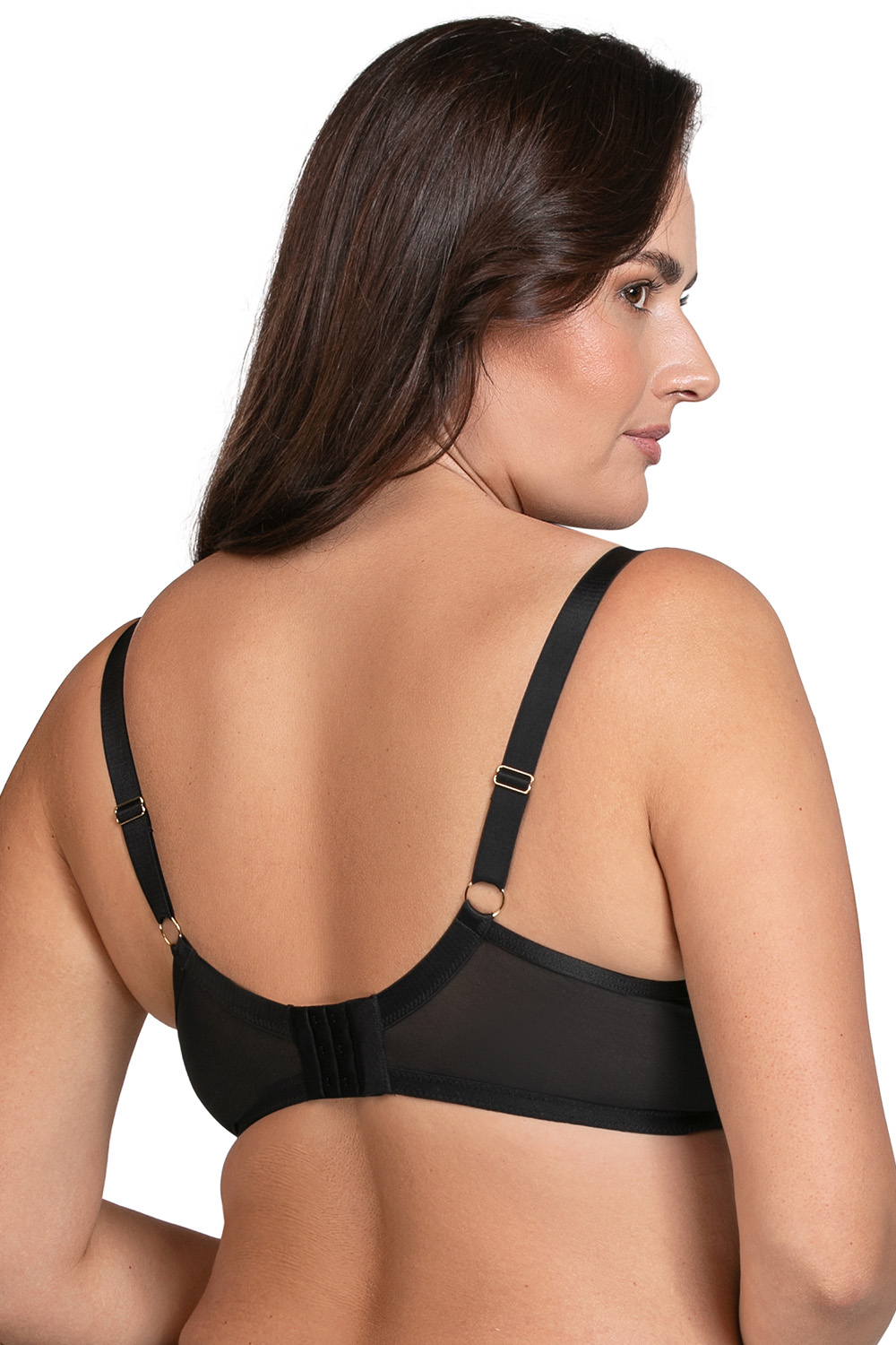 Vivisence Damen Bügel-BH Softcup Spitze Mit Dekobändern Verstellbare Träger Schleife Netz Cups Transparent Roségold Details Lingerie Vollschale Unterwäsche, schwarz
