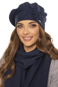 Vivisence Béret Et Écharpe Femme Pour L'automne et L'hiver Chauds En Laine Mélangée Accessoires Pour Hommes Tricot Souple Ajustement Parfait Divers Styles Et Couleurs Disponibles 7007Kmpl, bleu foncé