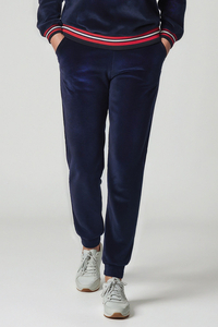 Vivisence Pantalon Femme Décontracté Coupe Ample Taille Élastique Poches Latérales Chevilles Resserrées Tenue Confort Détente Maison Loisirs Lounge Jogging, bleu foncé