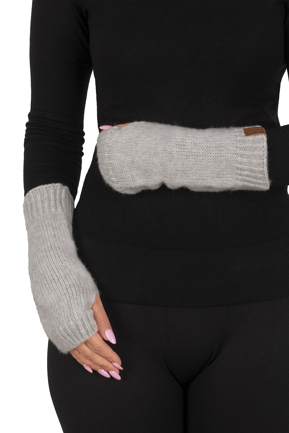 Vivisence Women Winter Knitted Gloves Merino Wool Cotton Blend Warm Comfort, Grey