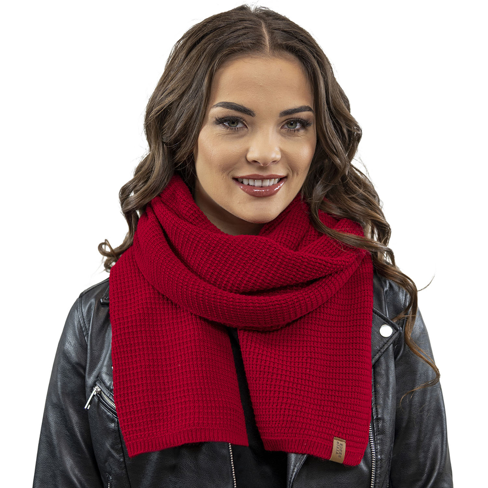 Vivisence Damen Schal Strick Warm Breit Weich Elegant Sportlich Winter 7041S, rot