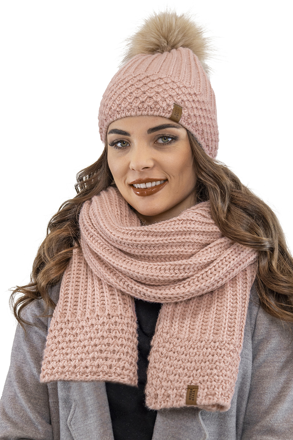 Vivisence Wintermütze mit Bommel Damen Warmes Ideal Für Kalte Wintertage 7016, puderrosa