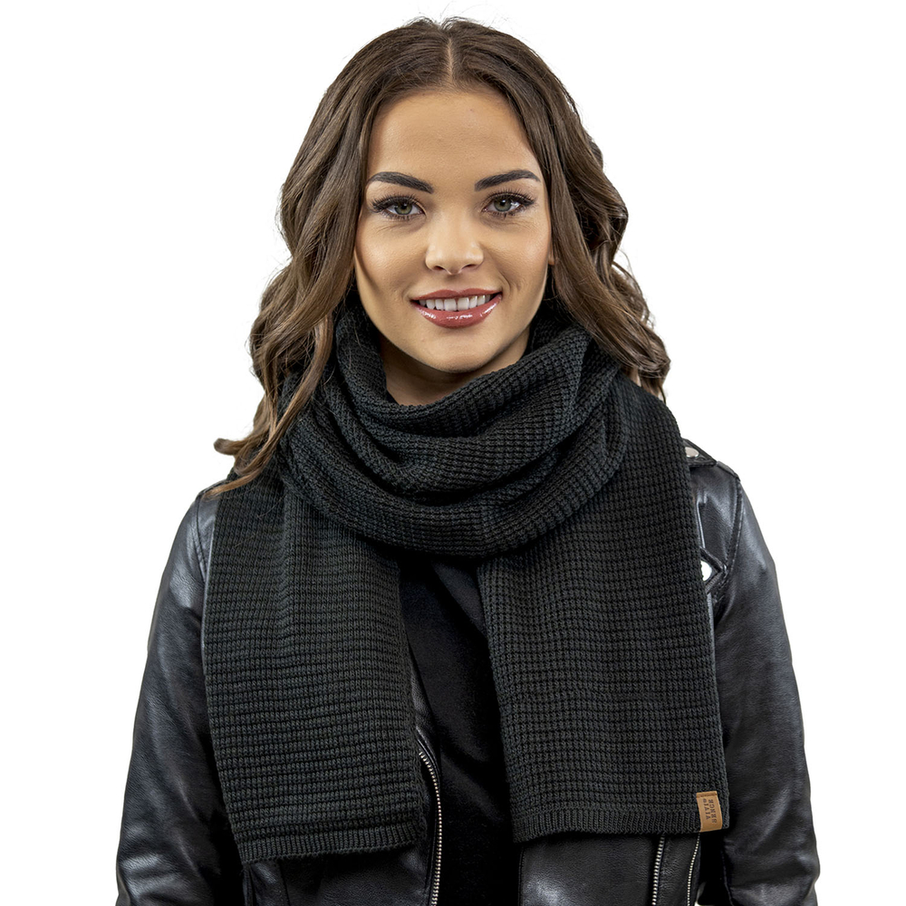 Vivisence Damen Schal Strick Warm Breit Weich Elegant Sportlich Winter 7041S, schwarz