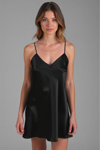 Vivisence Chemise de Nuit Satin Bretelles Réglables Tissu Agréable au Toucher 2039, noir
