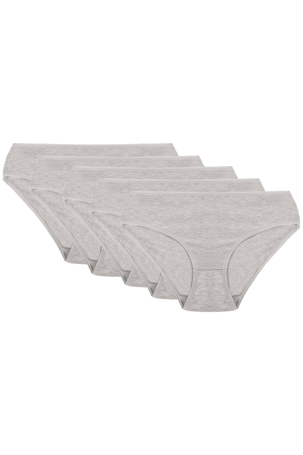 Vivisence Culotte Classique Slip pour Femme Lot de 5 Figi 4016, bande gris : gris