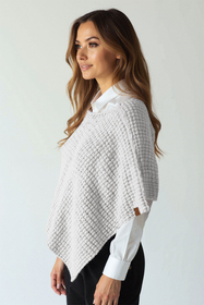 Vivisence Femme Poncho Maille Asymétrique Douceur Et Liberté De Mouvement, gris