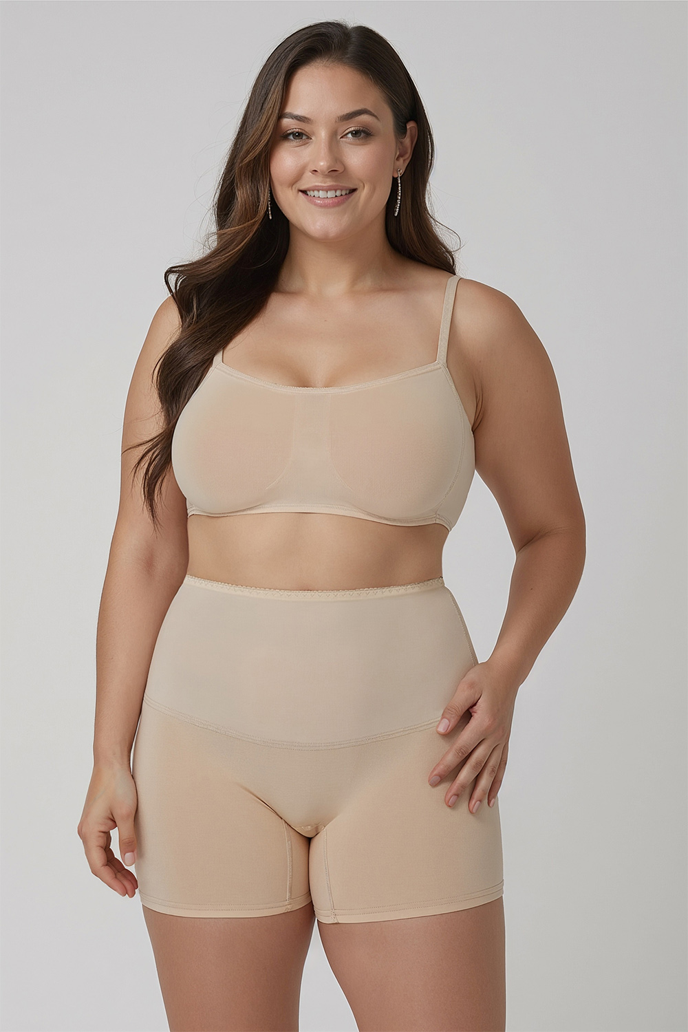 Vivisence Bermuda Culotte Femme Taille Haute Silhouette Parfaite Affinée 4102, beige
