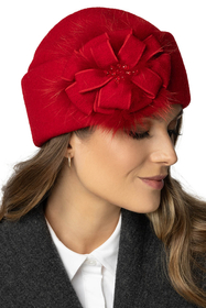 Vivisence Damen Mütze Winter Toque Schurwolle Handgefertigte Herbst Warme 7093, Rot