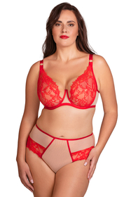 Vivisence Culotte Femme Taille Haute Dentelle Jacquard Tulle Stretch Transparente 1084, 
