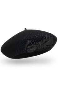 Vivisence Damen Baskenmütze Winter Warm Wolle Elegante Gemütlich Herbst 7081, schwarz