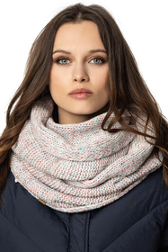 Vivisence Damen Bommelmütze Und Loop-Schal Mit Bommel Ideal Für Wintertage 7014, weiße Melange