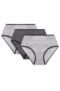 Vivisence Culotte Classique Slip pour Femme Lot de 3 Figi Silhouette Élégante 4016, bande noire : gris/gris foncé/gris