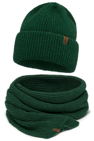 Vivisence Women Winter Hat And Scarf Set Merino Blend Warm Everyday Comfort, Green
