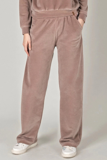 Vivisence Women's Velour Sweatpants Jogging Bottoms Loose Sports Trousers With Side Pockets Elastic Waistband Loungewear Soft Casual Comfortable Bottoms, 