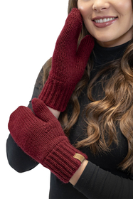 VIVISENCE Damen Winter Fausthandschuhe Komfort an kalten Wintertagen 7015, weinrot
