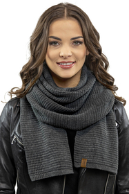 Vivisence Damen Schal Strick Warm Breit Weich Elegant Sportlich Winter 7041S, dunkelgrau
