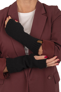 Vivisence Femme Gants Hiver En Maille Laine Mérinos Et Coton Chaleur Douce, noir